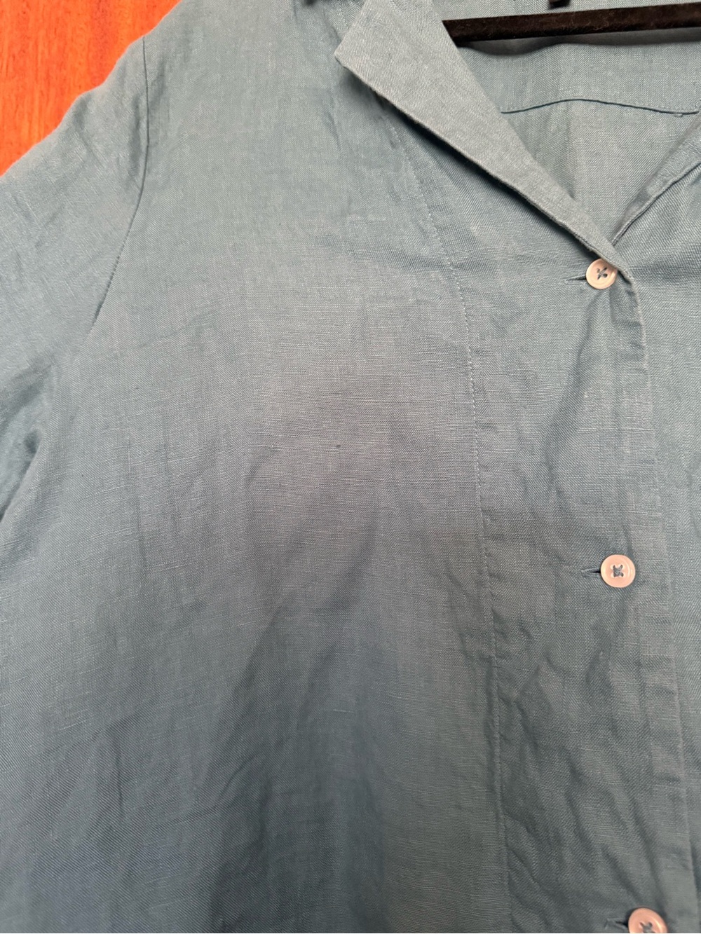 Quince 100% European Linen Short Sleeve Shirt (blue) - Picture 3 of 6